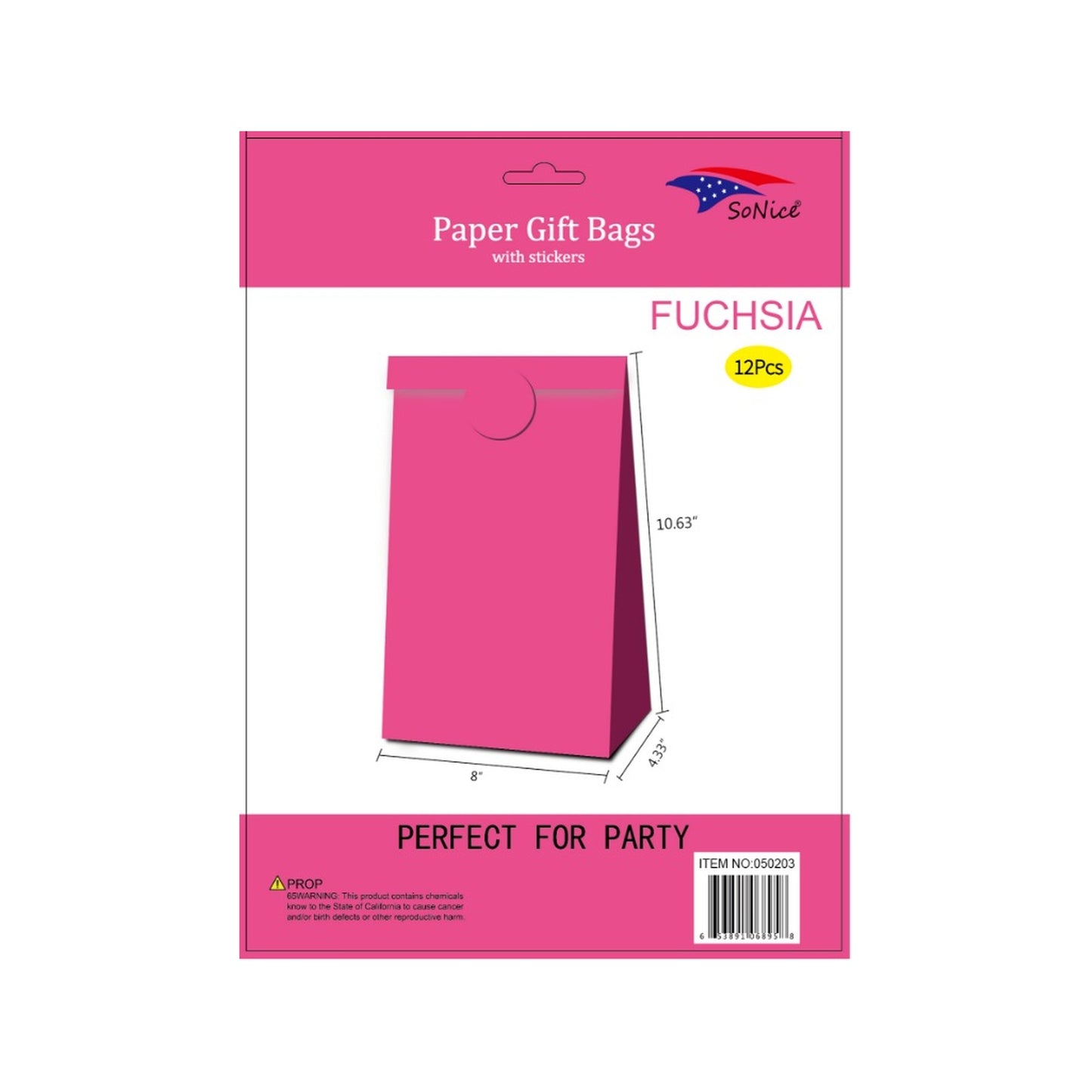 8X10" Craft bags With Stickers Fuchsia