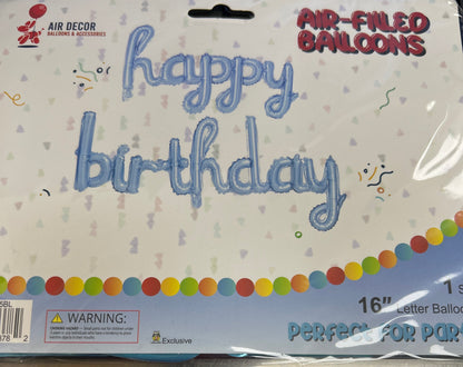 16 Happy Birthday Balloon L.Blue