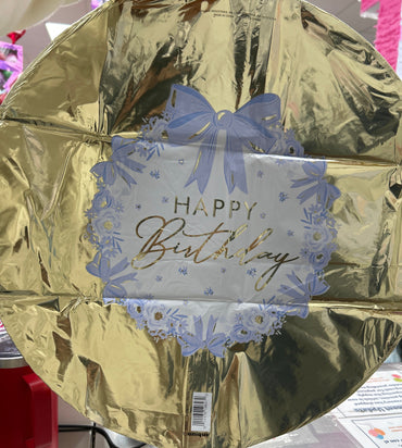 Happy Birthday Bows Gold Foil Balloon 18"
