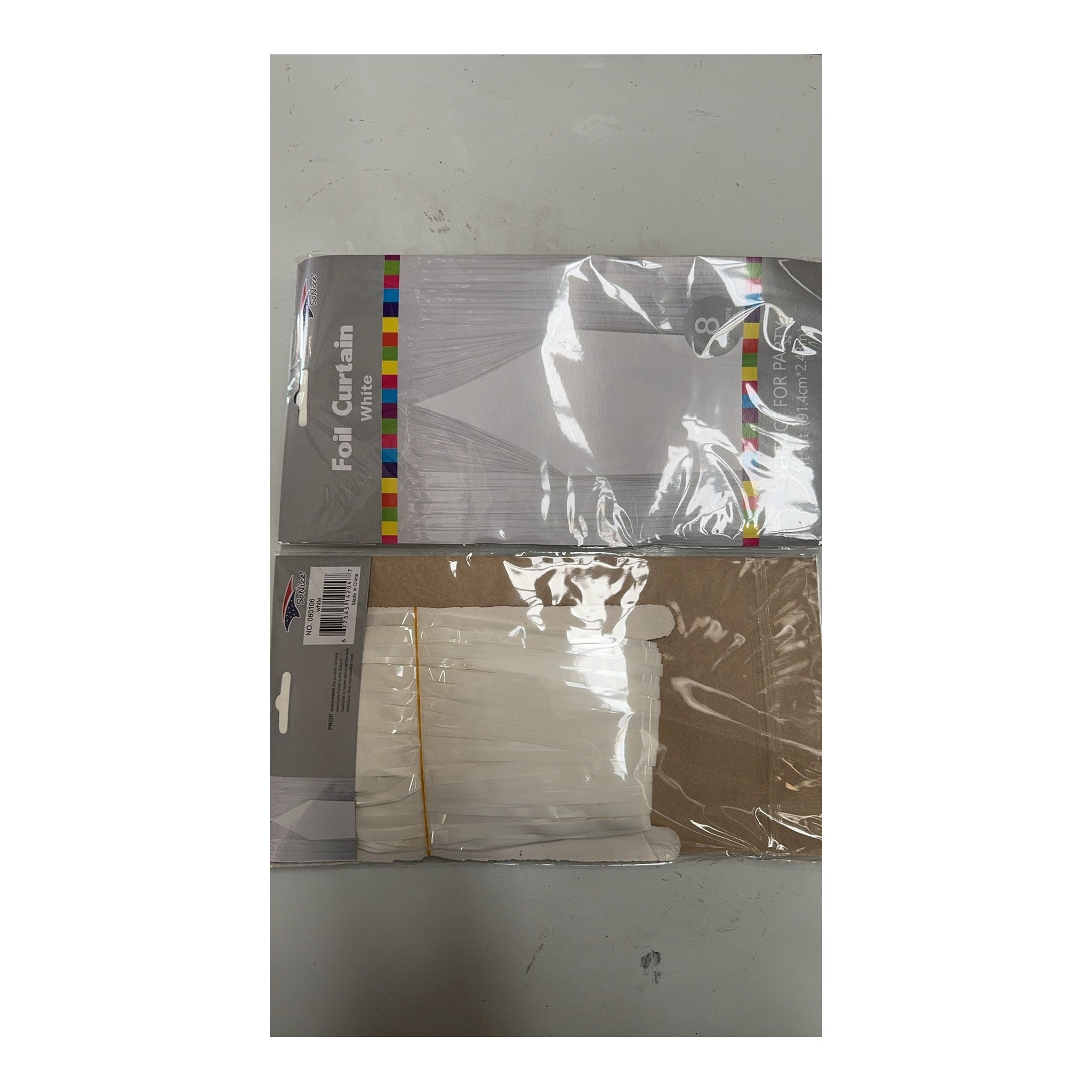3" x 8" Metallic Curtain White