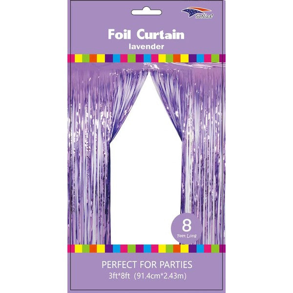 Lavender foil curtain, 3 by 8 feet
