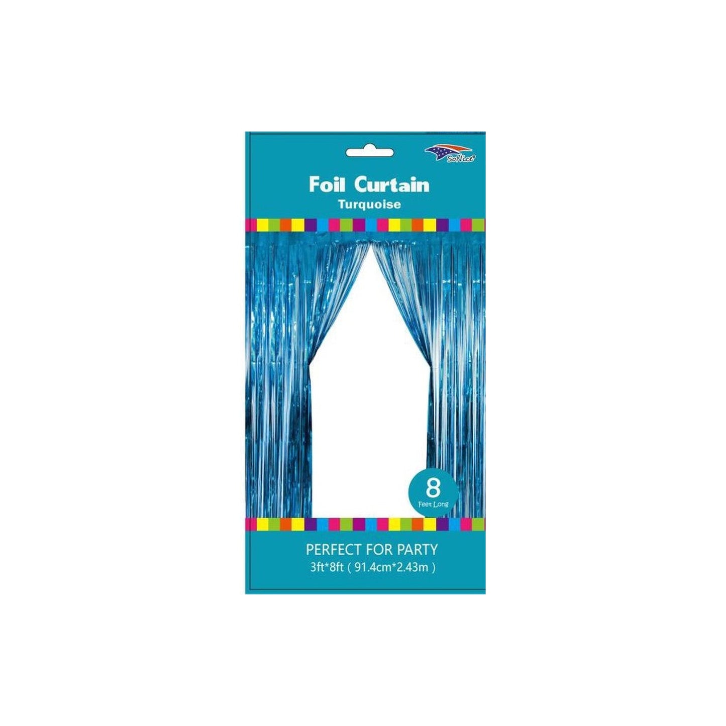 3" x 8" Metallic Curtain Turquoise