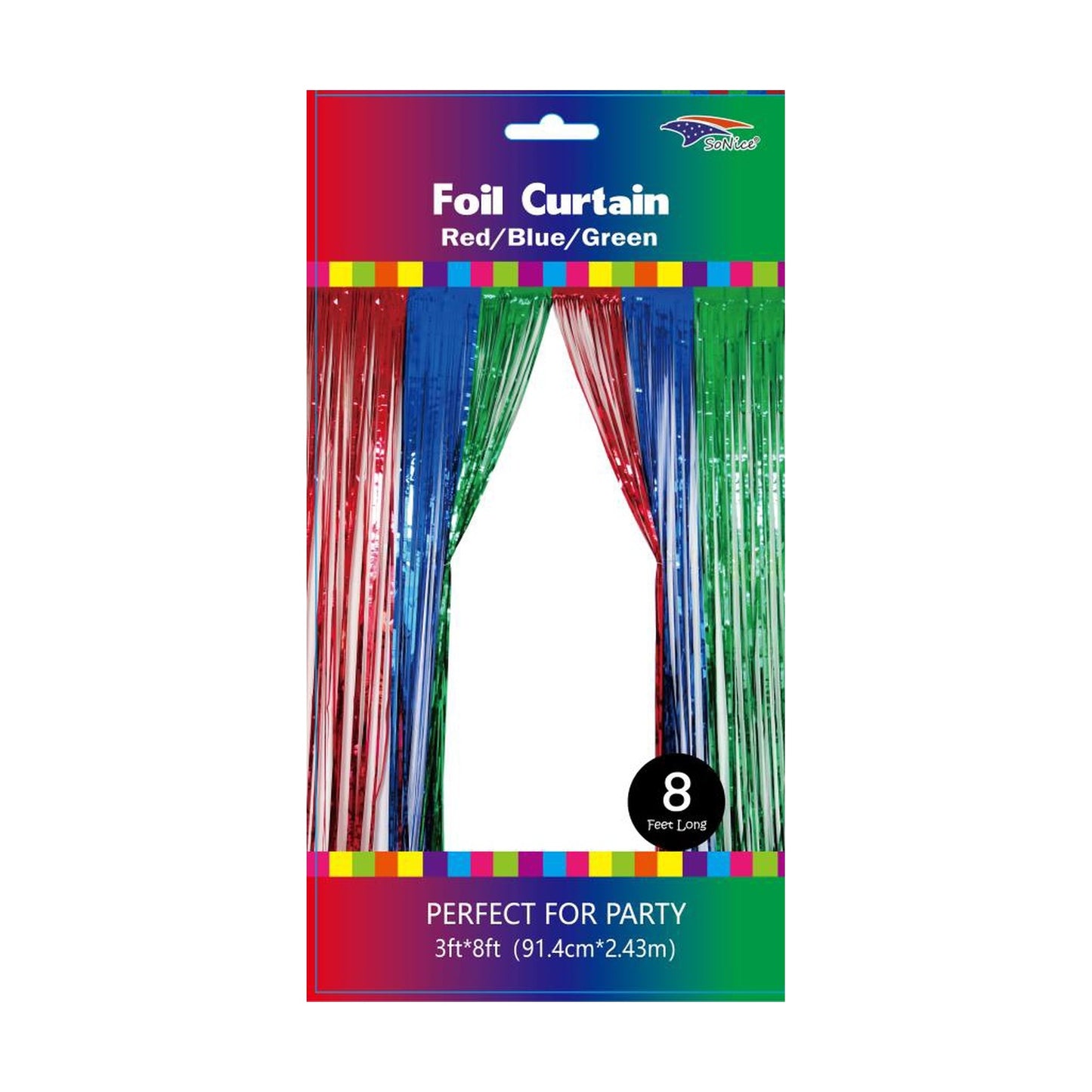 3" x 8" Metallic Curtain Red/Blue/Green