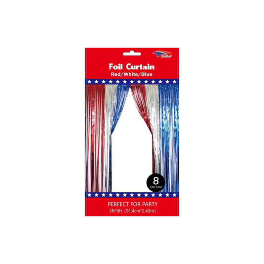 3" x 8" Metallic Curtain Red/White/Blue