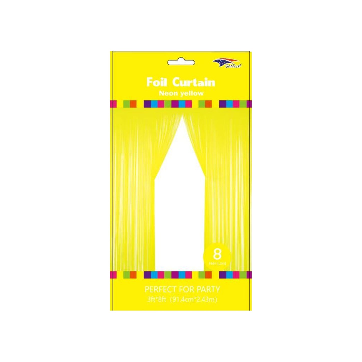 3" x 8" Metallic Curtain Neon Yellow