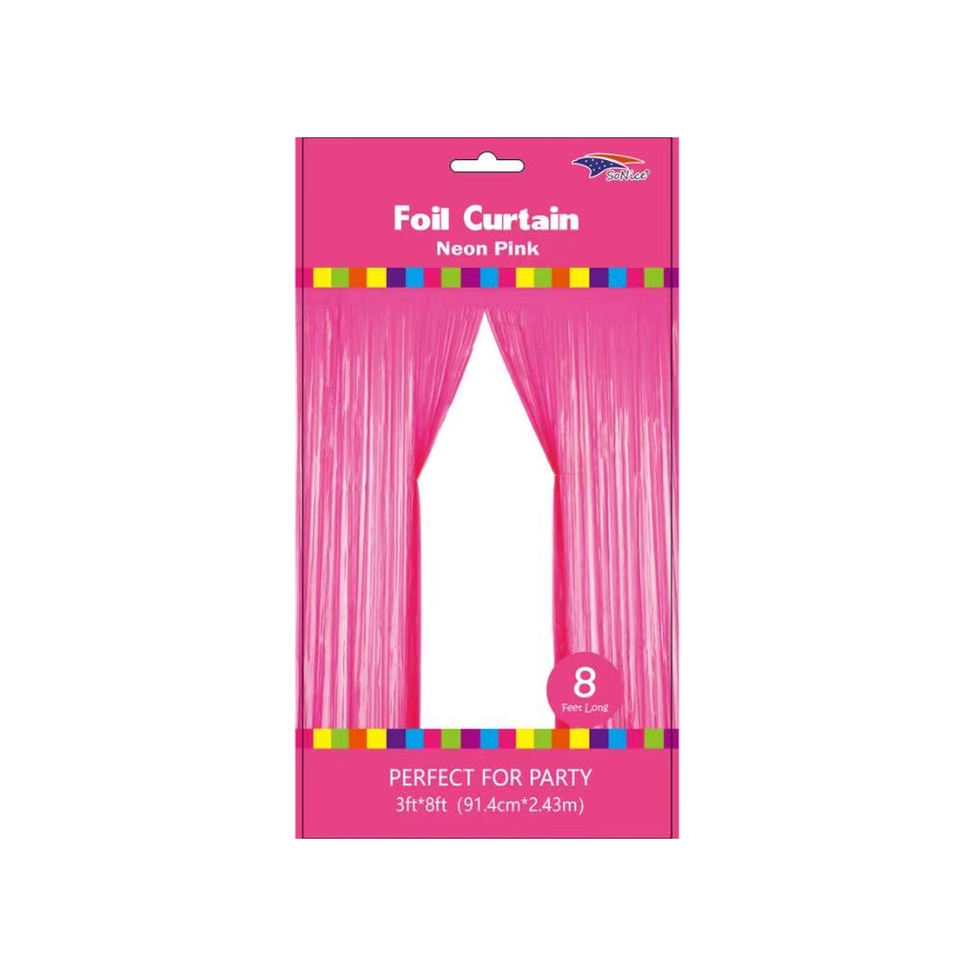 3" x 8" Metallic Curtain Neon Pink