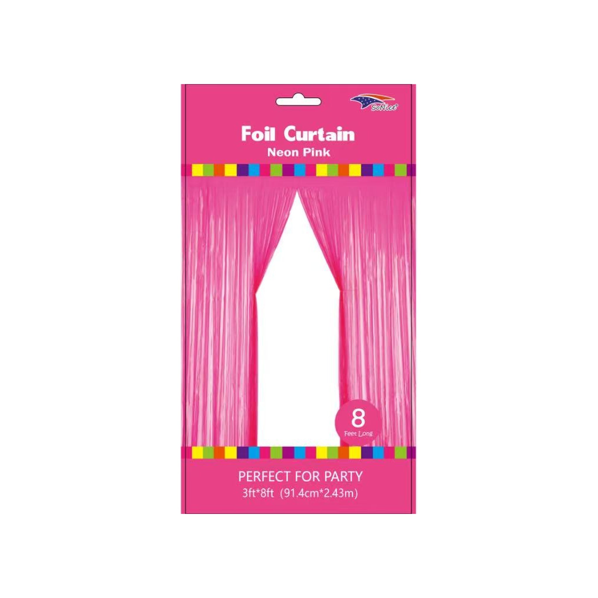 3" x 8" Metallic Curtain Neon Pink
