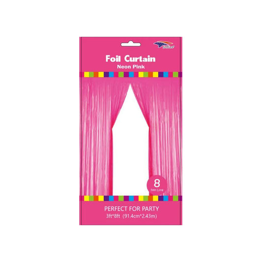 3" x 8" Metallic Curtain Neon Pink