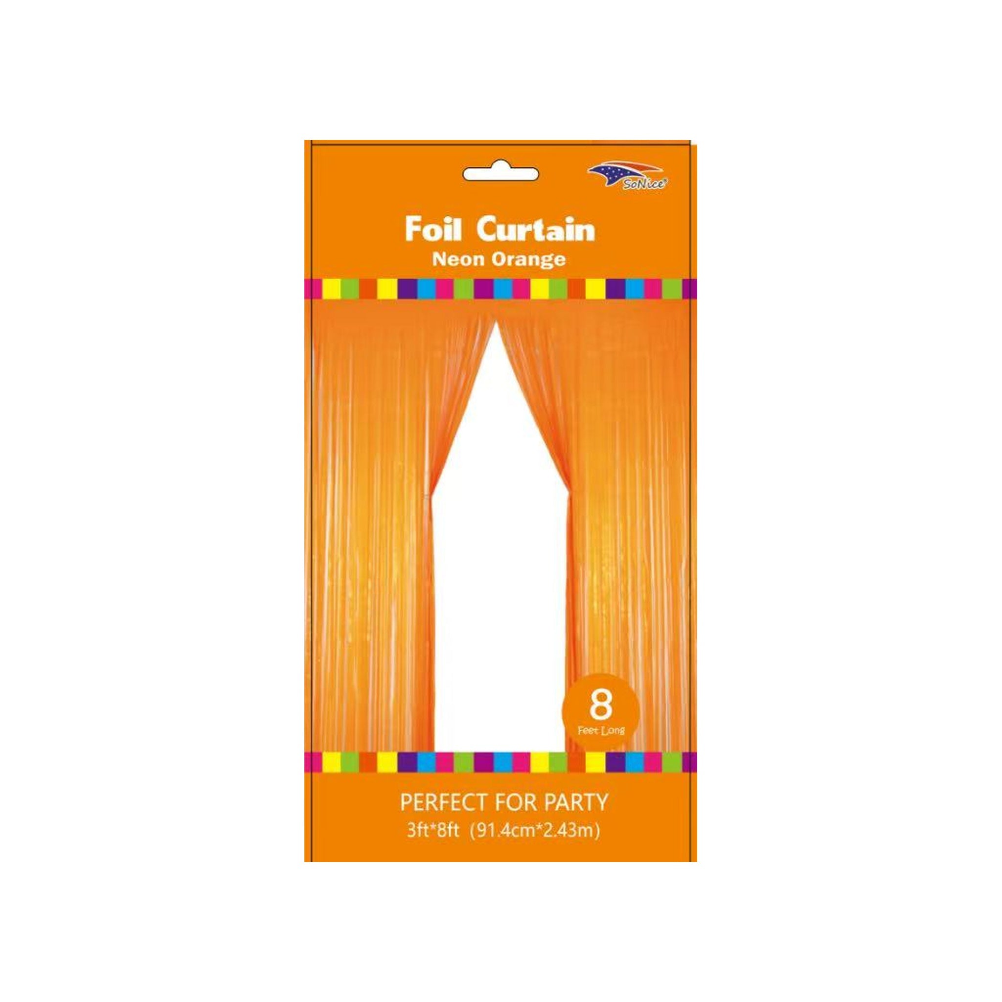 3" x 8" Metallic Curtain Neon Orange