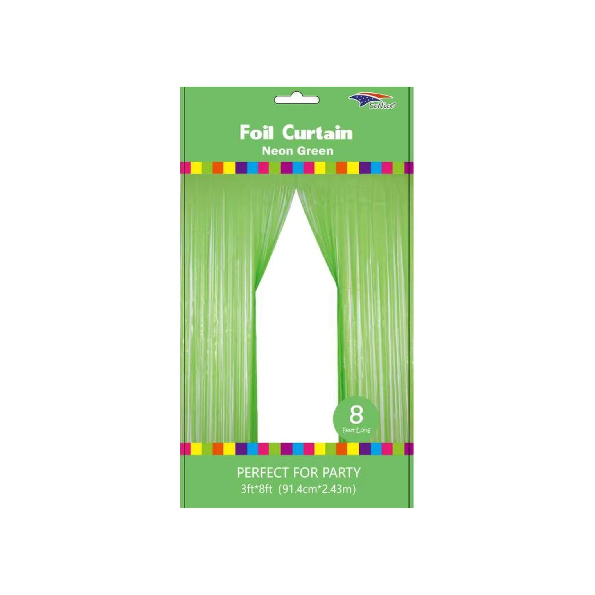 3" x 8" Metallic Curtain Neon Green