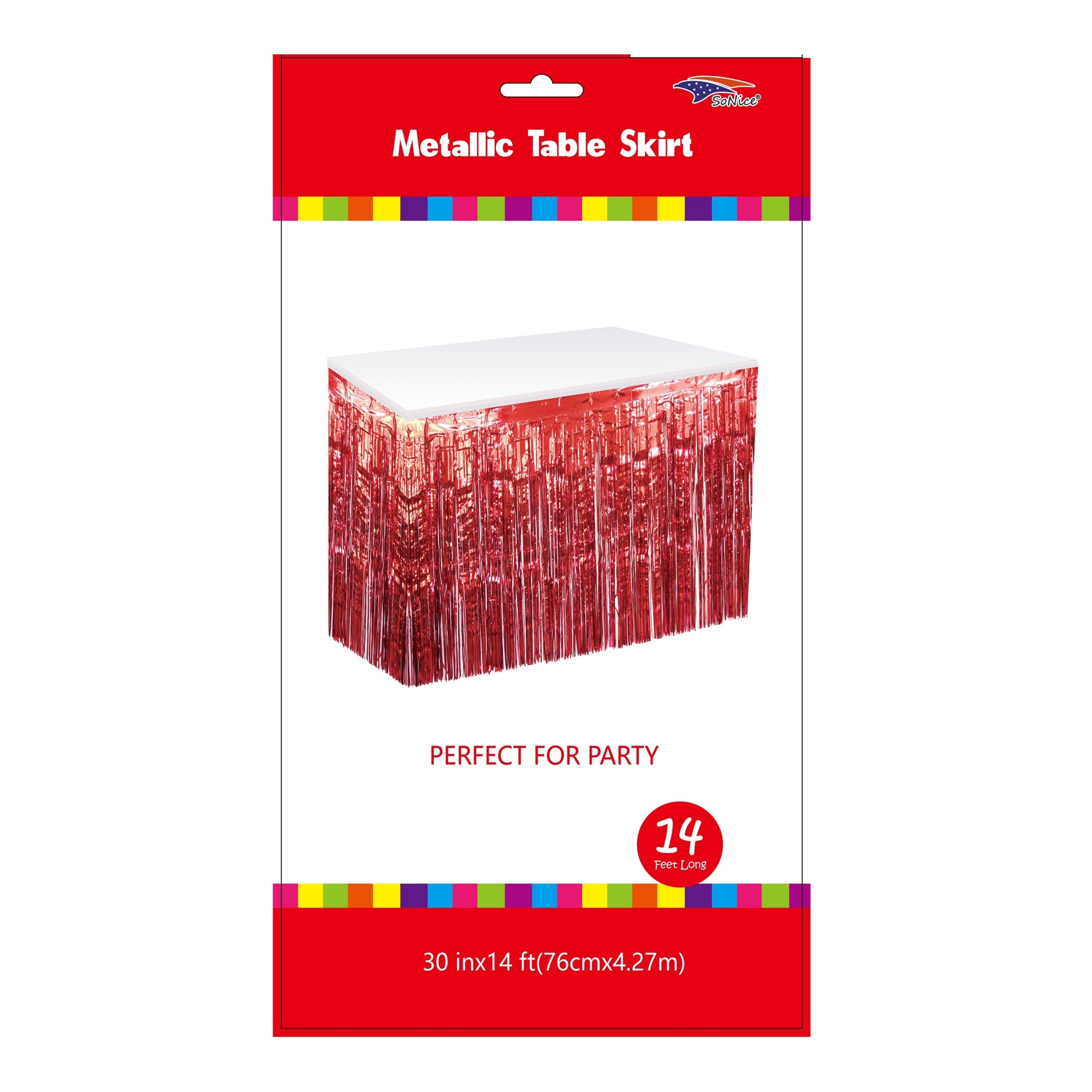Metallic Table Skirt Red