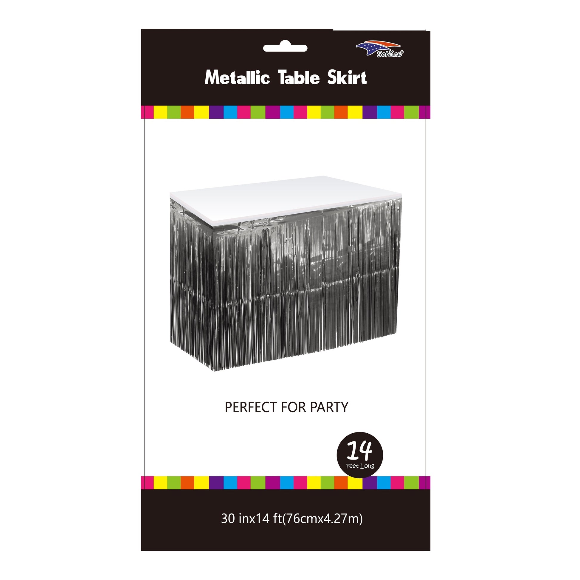 Metallic Table Skirt Black