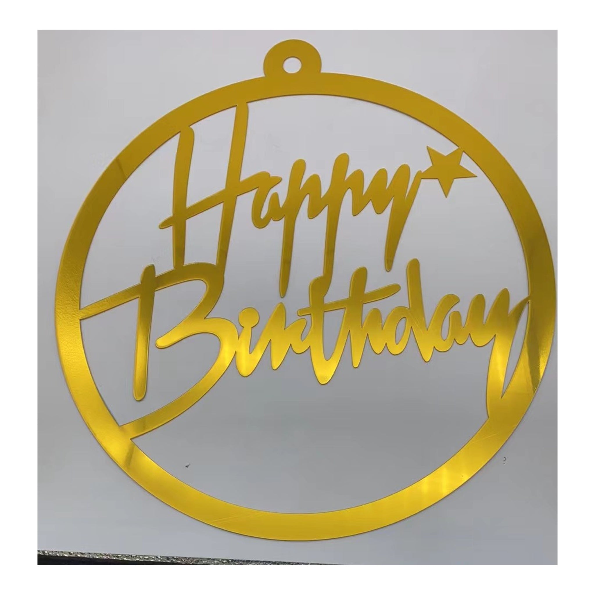 16? Arcylic Happy Birthday Circle Gold 96/case