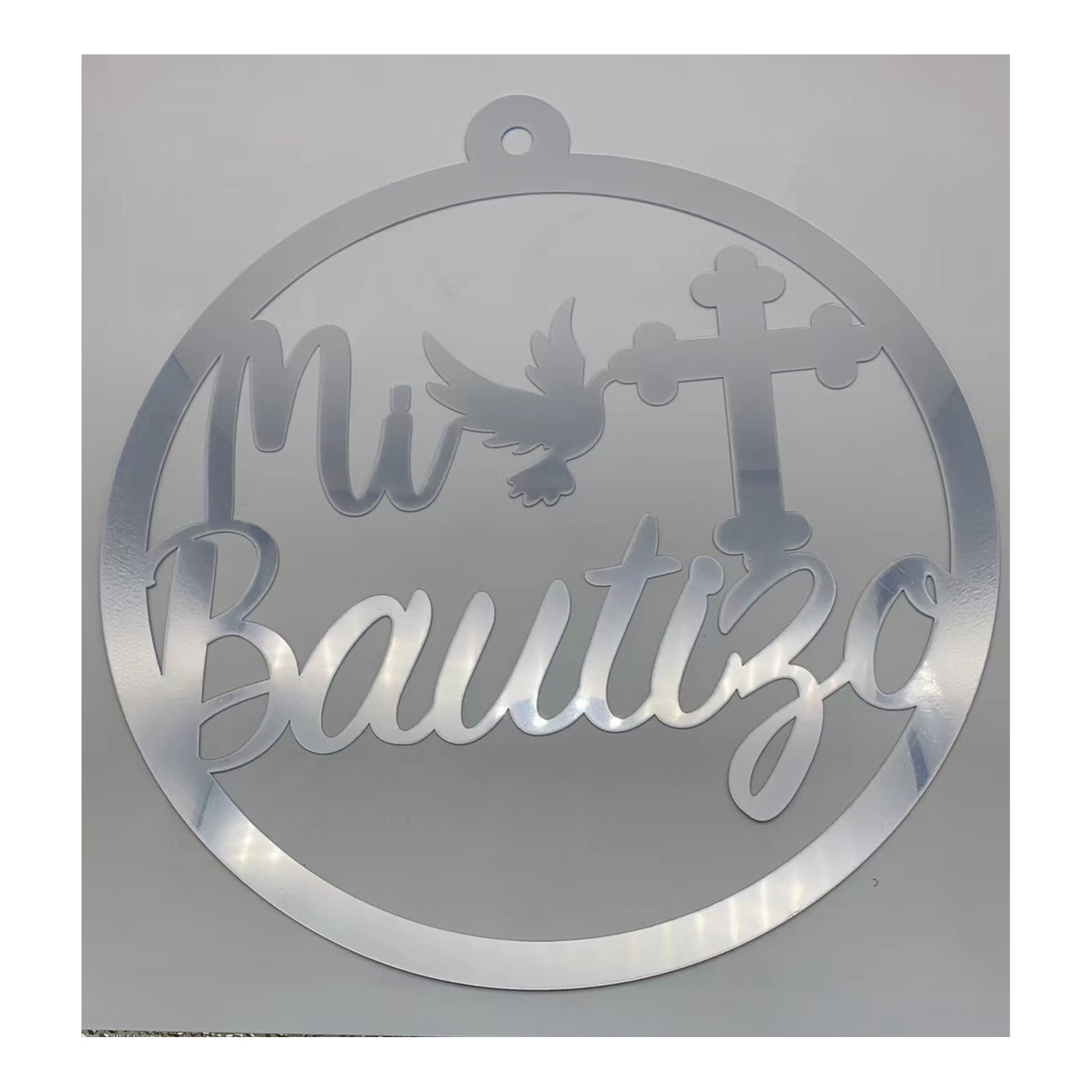 Acrylic Round Sign Bautizo Silver