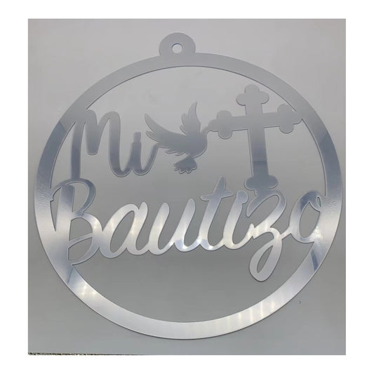 Acrylic Round Sign Bautizo Silver