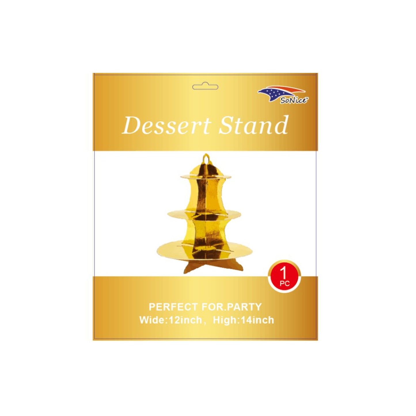 3 Layers Dessert Stand Gold 48Set/Cs
