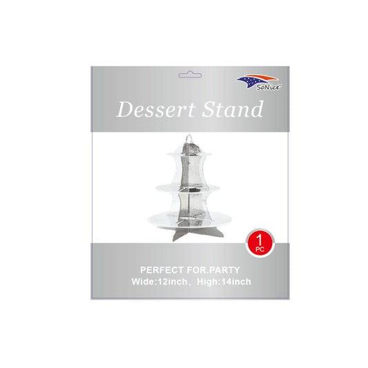 3 Layers Dessert Stand Silver 48Set/Cs