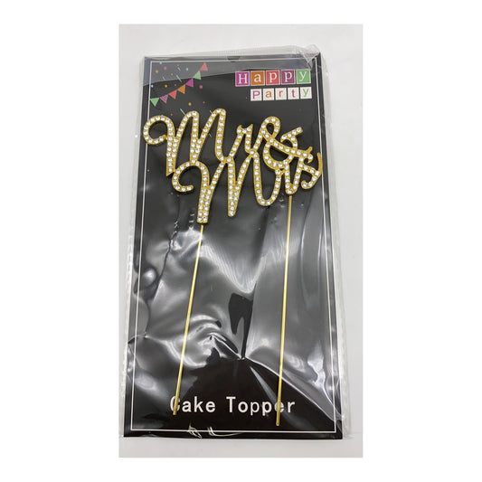 Cake Topper Mr & Mrs Gold 12Pcs Inner , 600/case