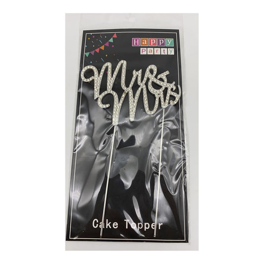 Cake Topper Mr & Mrs Silver 12Pcs Inner 600/case