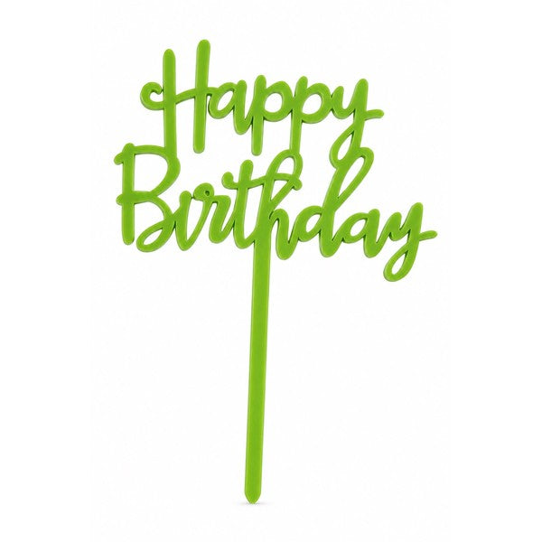 Light green Happy Birthday cake topper