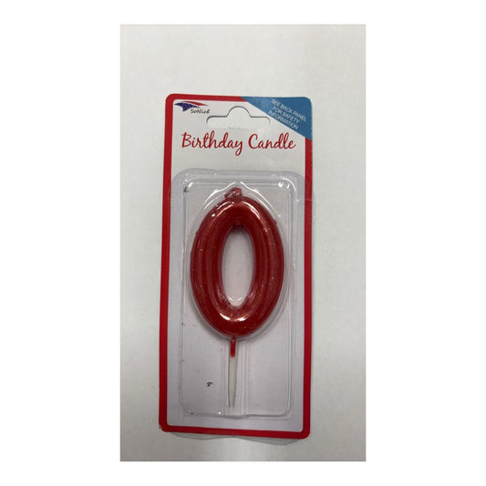 Birthday Number Candles 0 Red