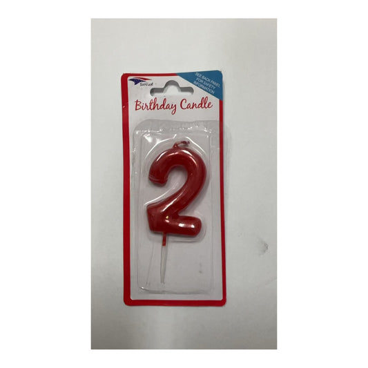 Birthday Number Candles 2 Red