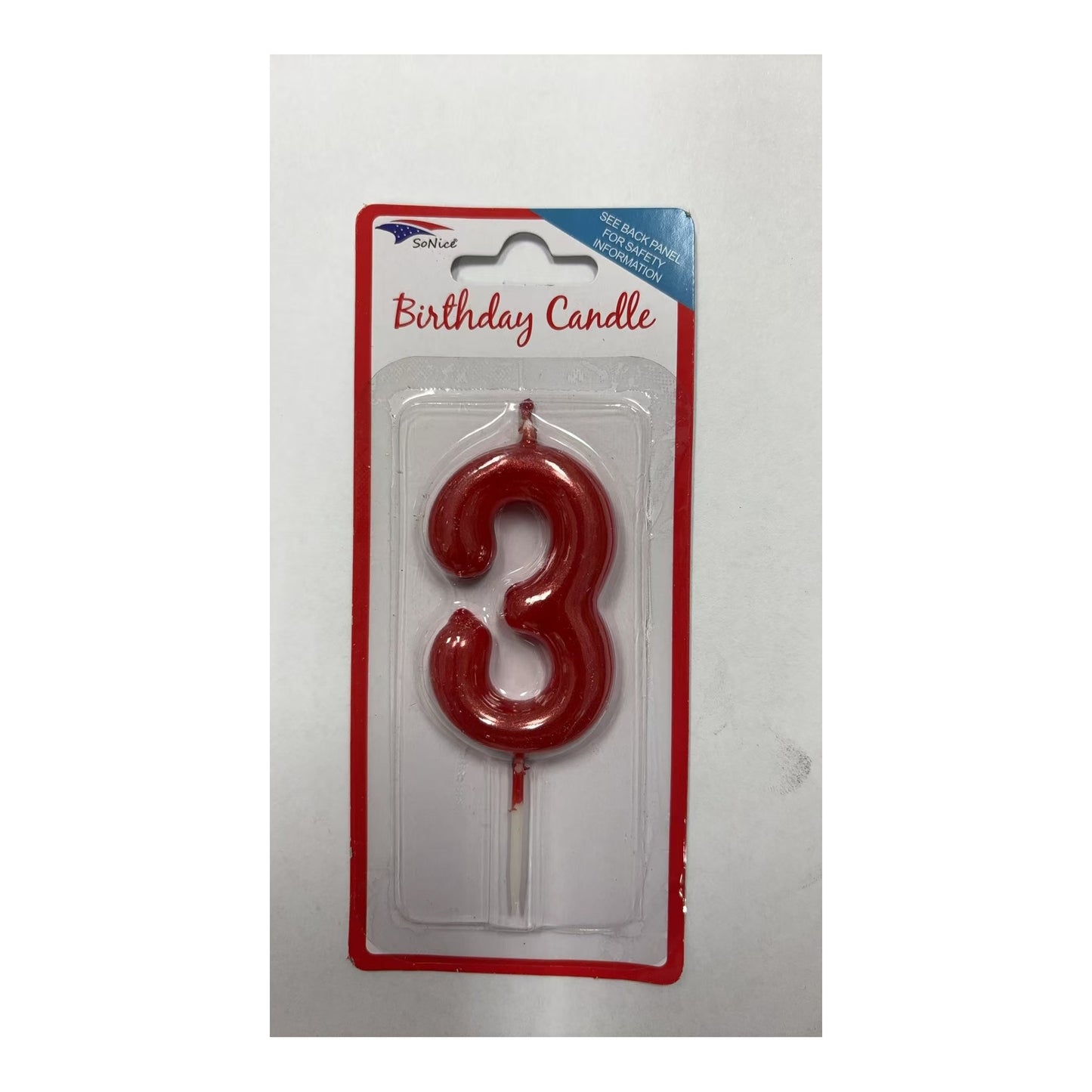 Birthday Number Candles 3 Red