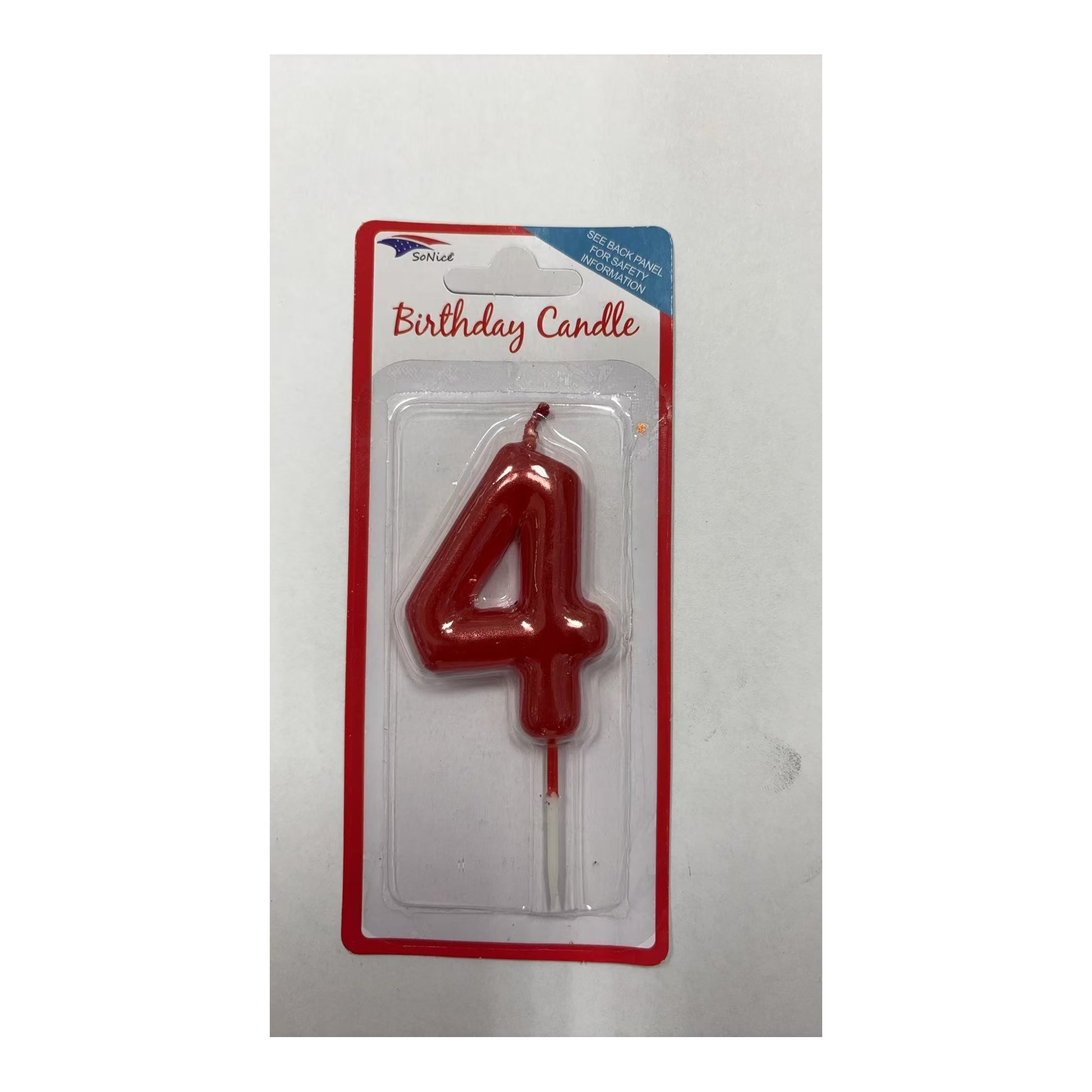 Birthday Number Candles 4 Red