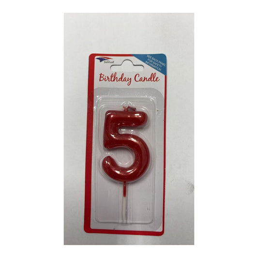 Birthday Number Candles 5 Red
