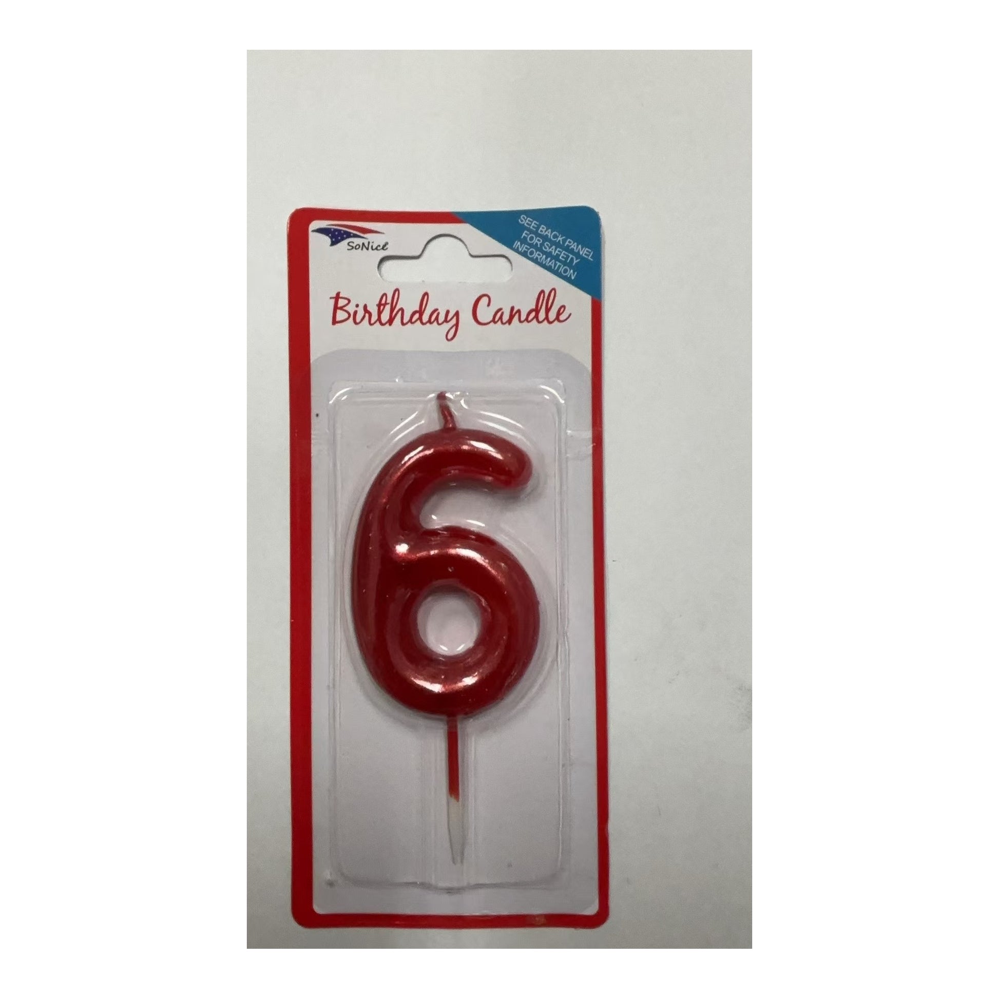 Birthday Number Candles 6 Red