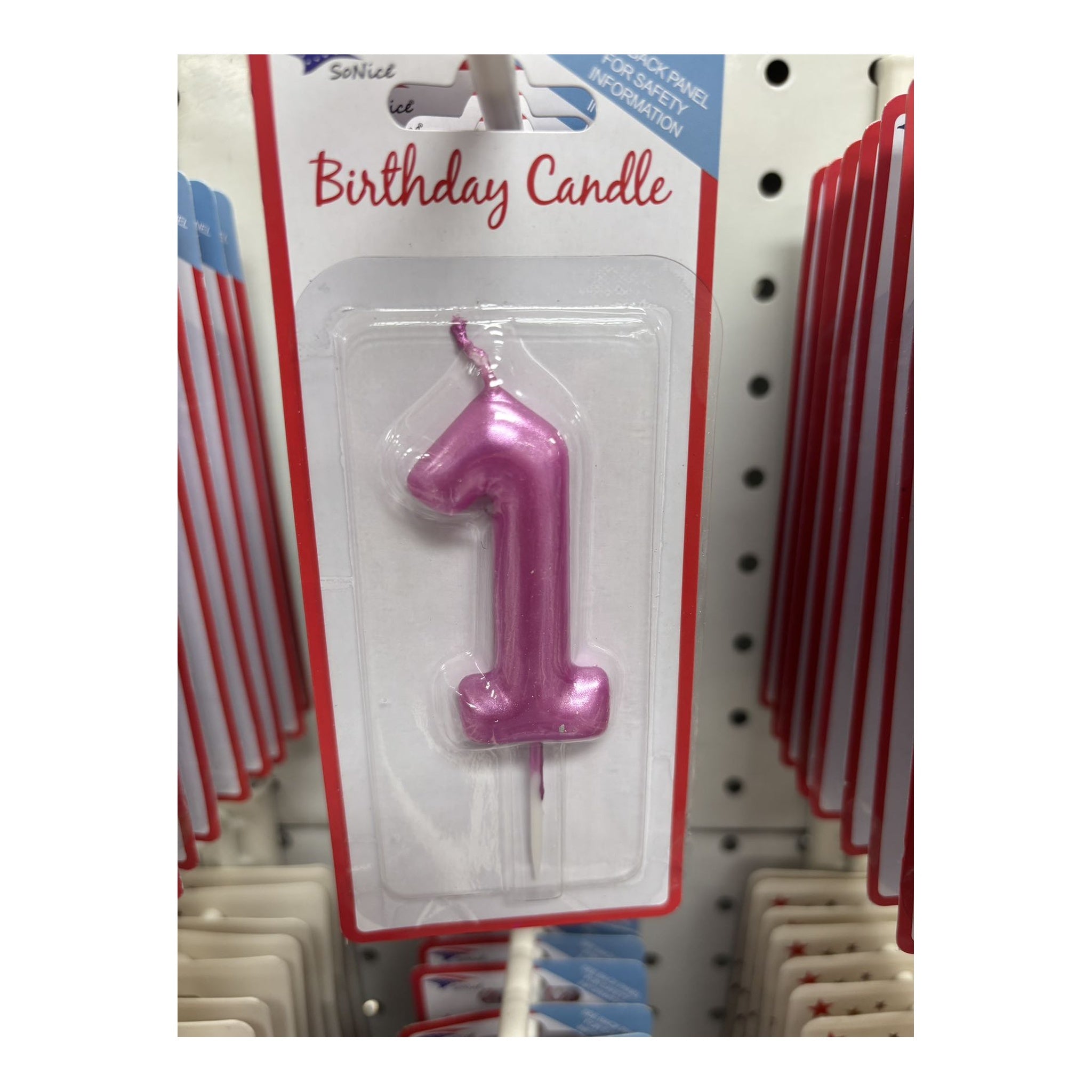 Birthday Number Candles 1 Hot Pink
