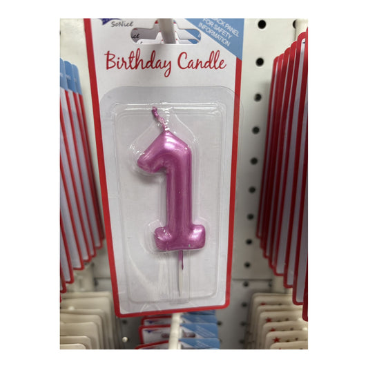 Birthday Number Candles 1 Hot Pink