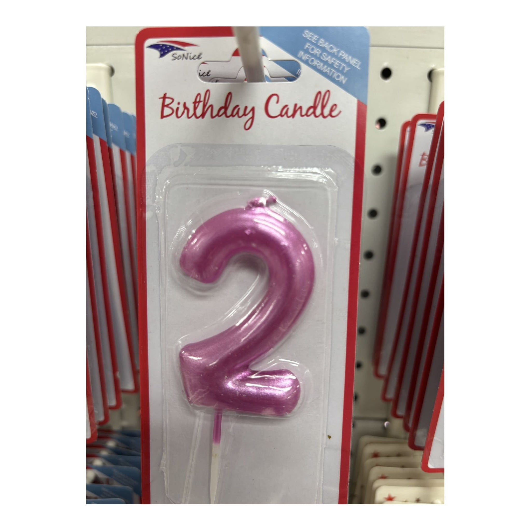 Birthday Number Candles 2 Hot Pink
