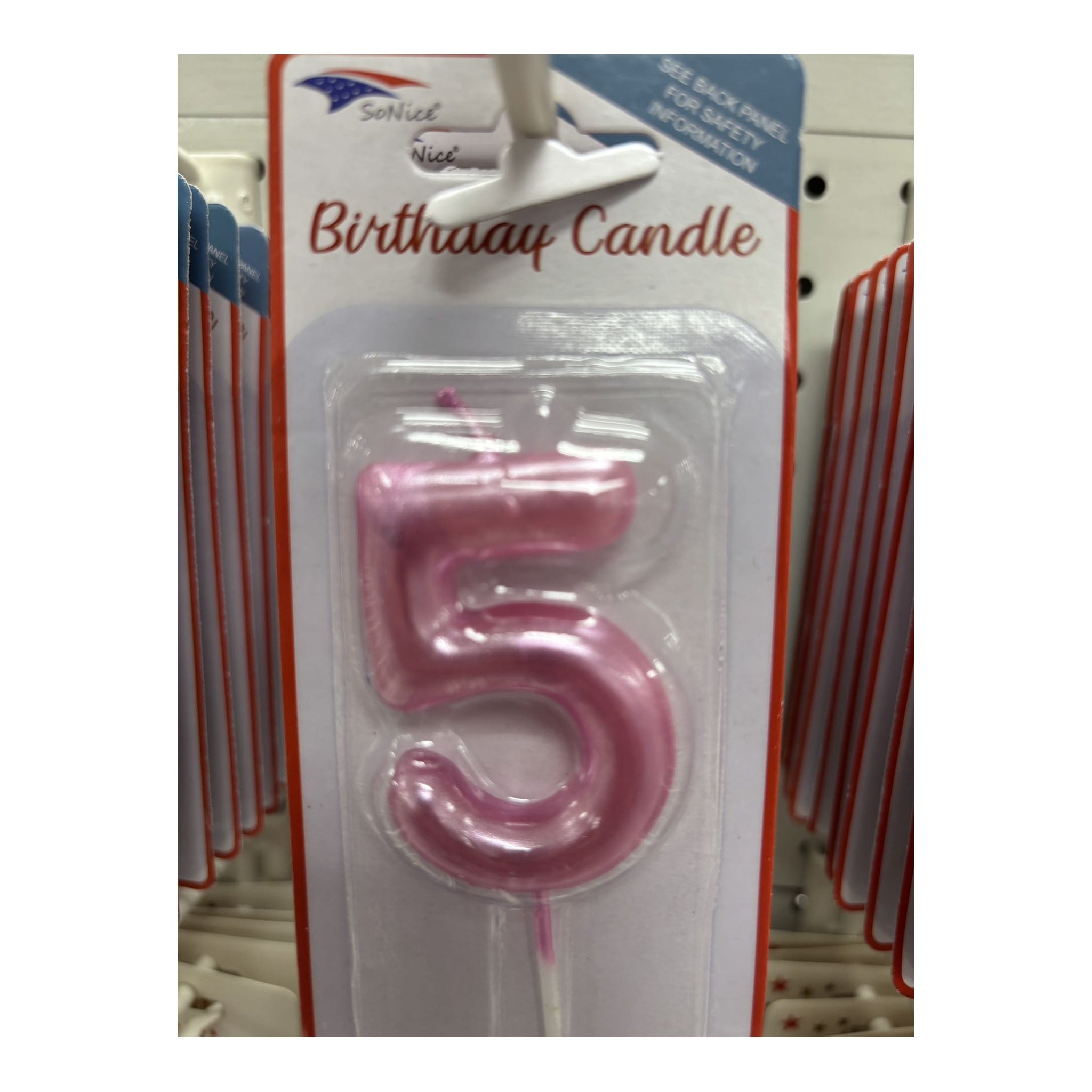 Birthday Number Candles 5 Hot Pink