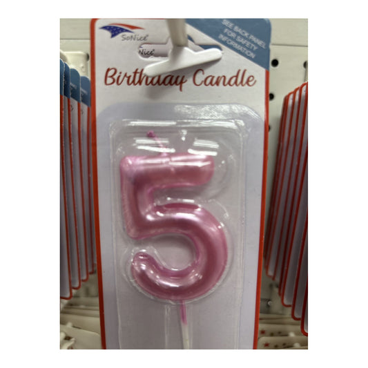 Birthday Number Candles 5 Hot Pink
