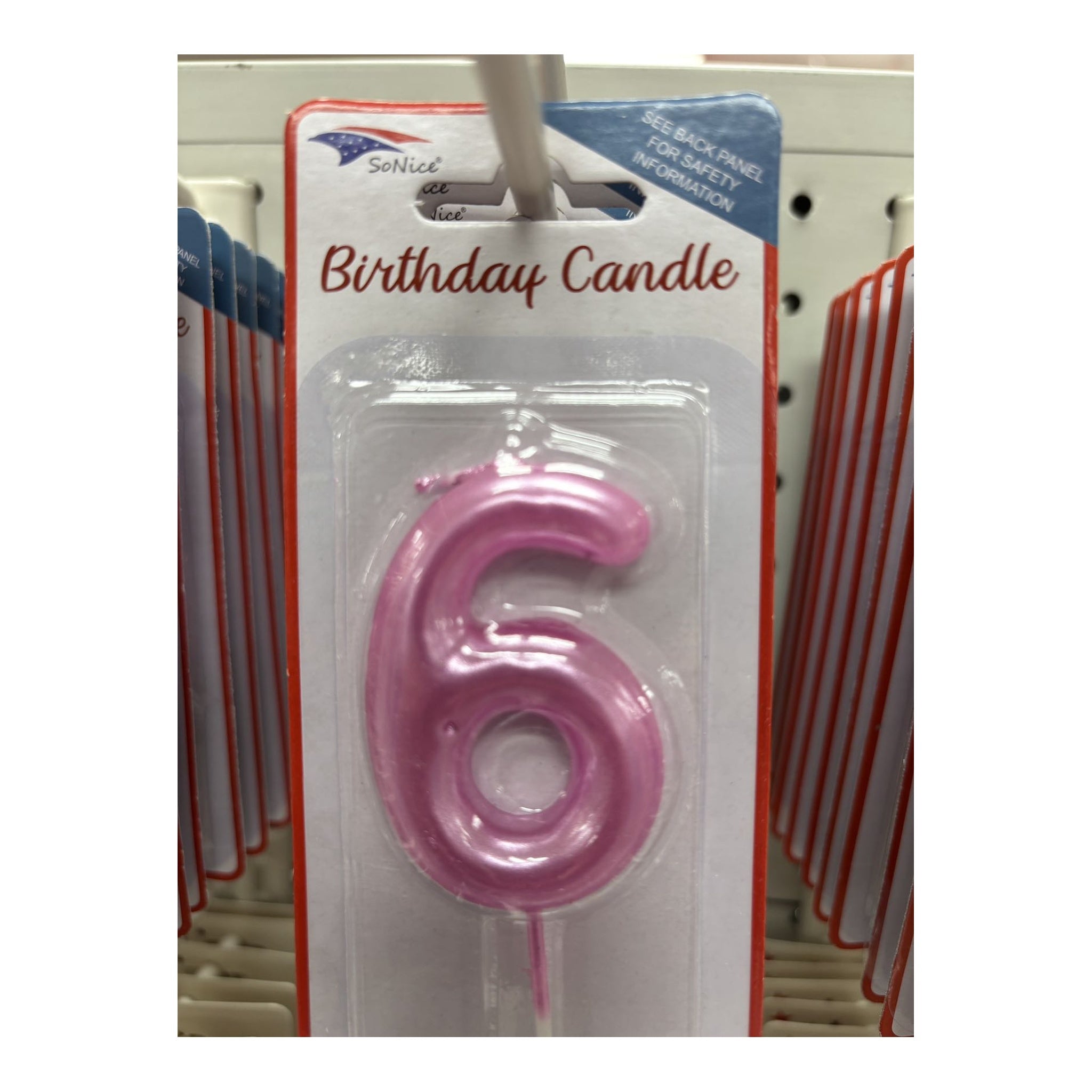 Birthday Number Candles 6 Hot Pink