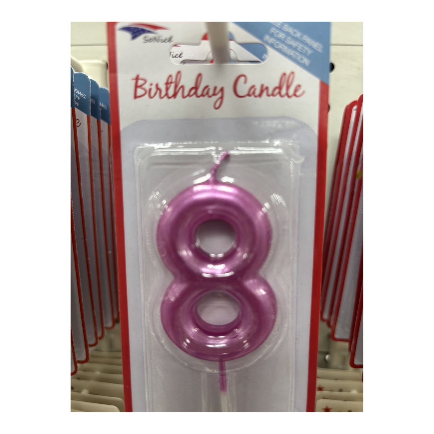Birthday Number Candles 8 Hot Pink