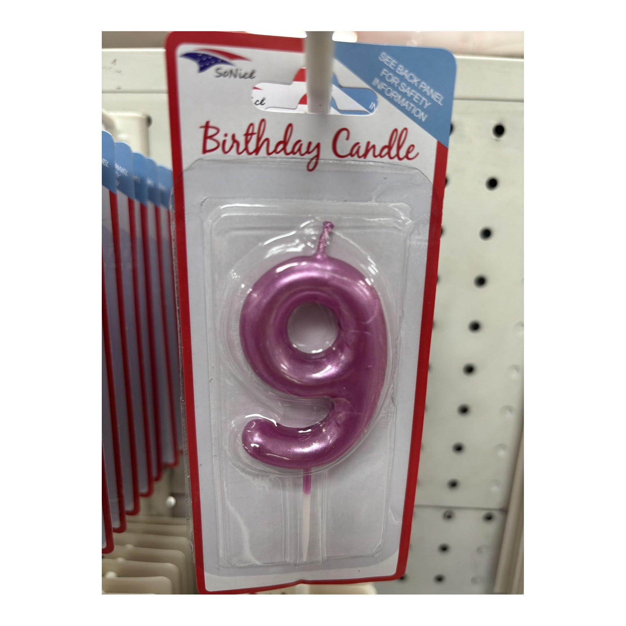 Birthday Number Candles 9 Hot Pink
