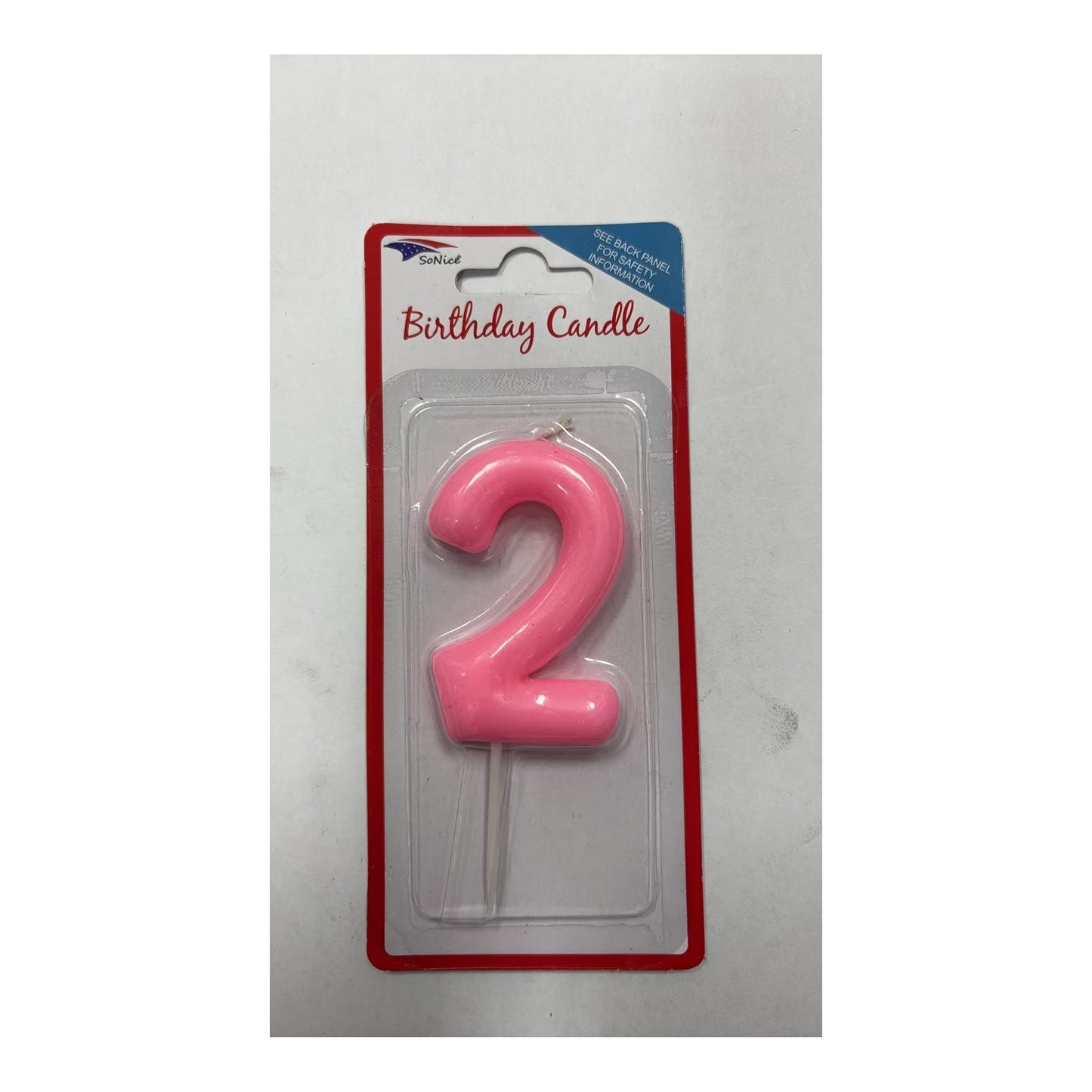 Birthday Number Candles 2 Pastel Pink