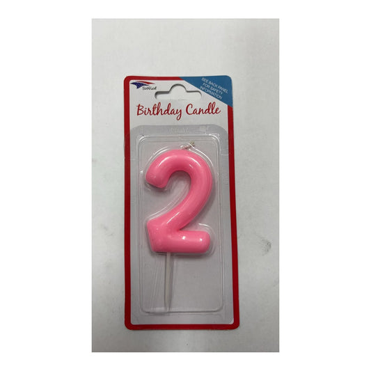 Birthday Number Candles 2 Pastel Pink
