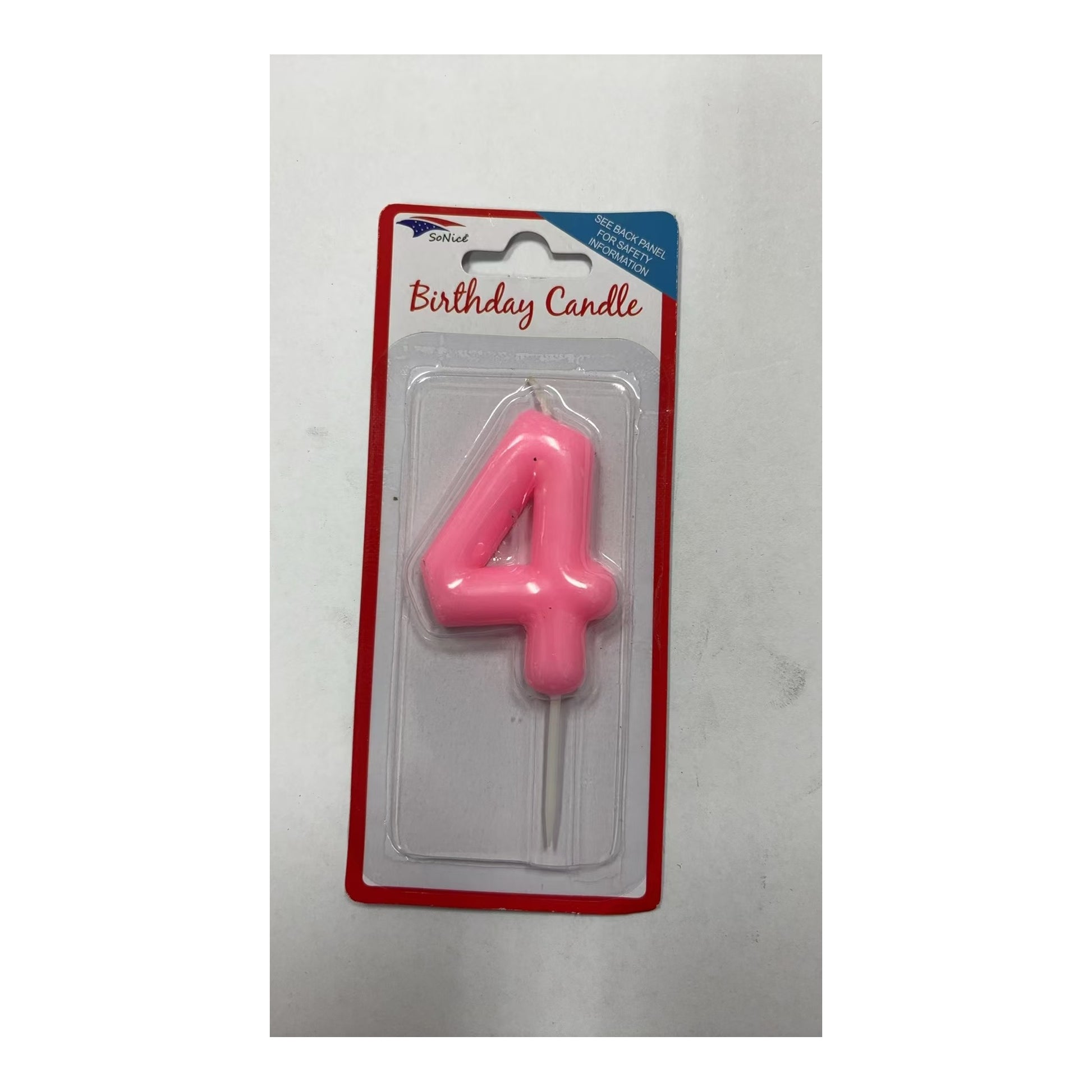 Birthday Number Candles 4 Pastel Pink