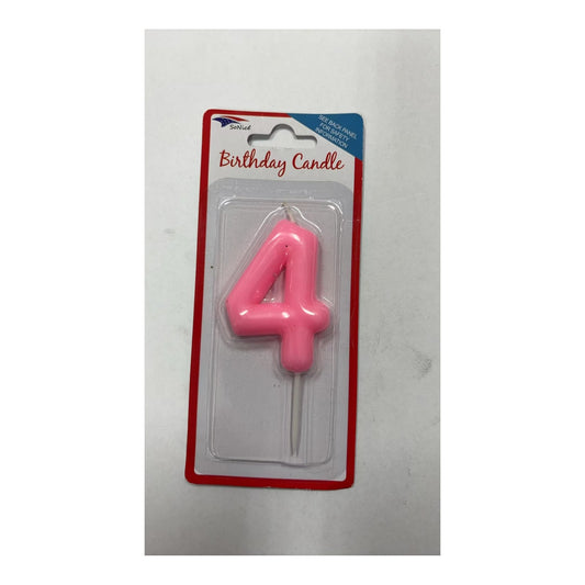 Birthday Number Candles 4 Pastel Pink