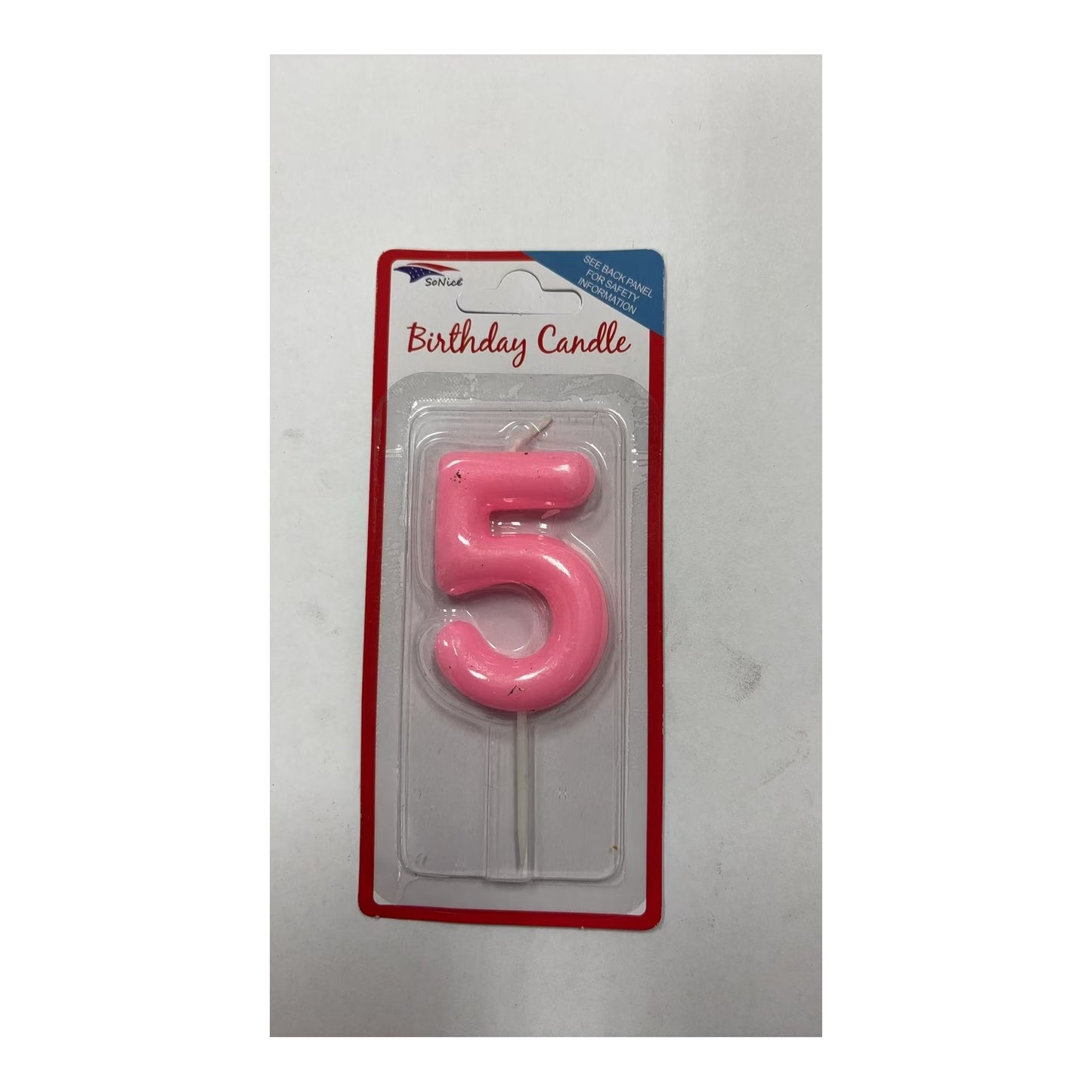 Birthday Number Candles 5 Pastel Pink