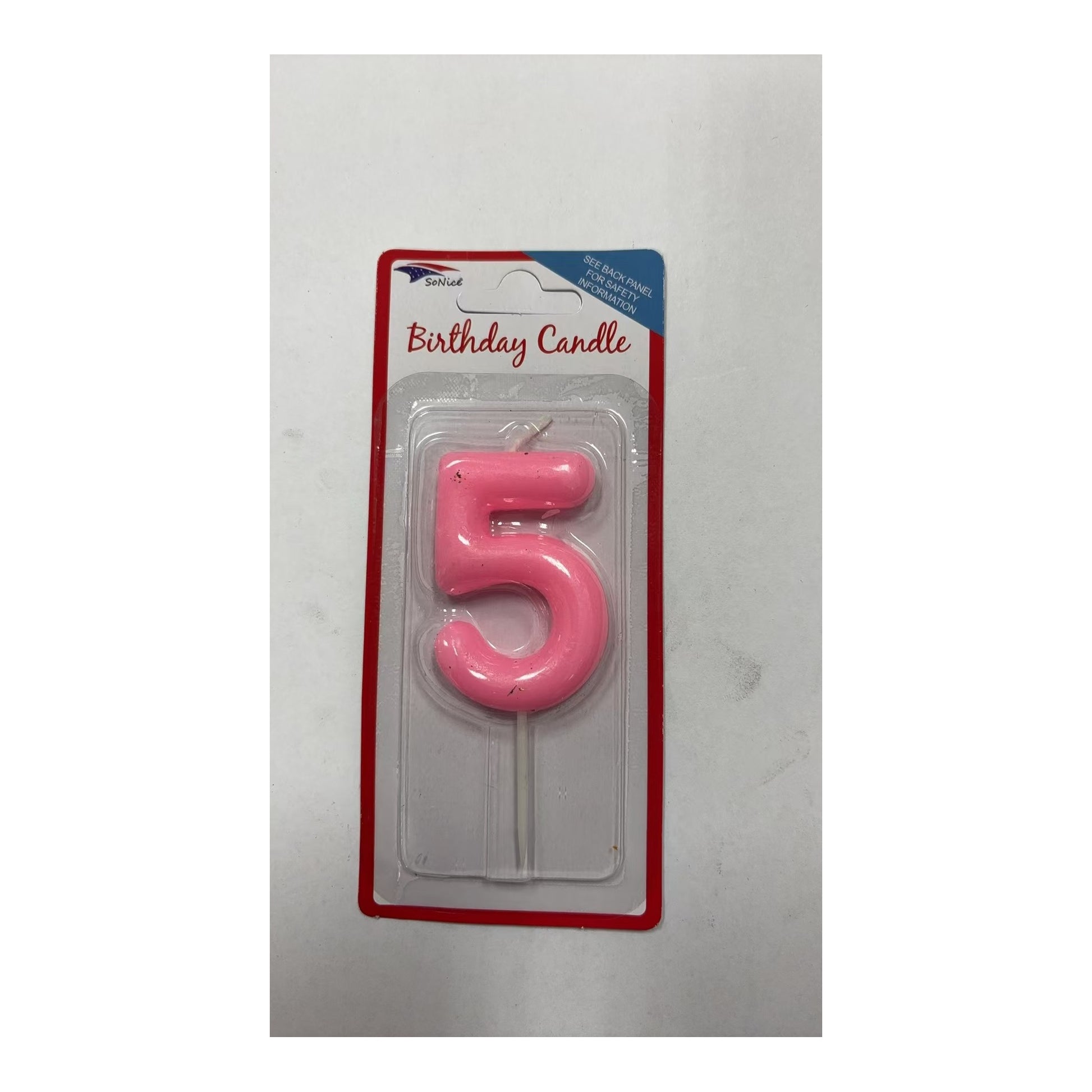 Birthday Number Candles 5 Pastel Pink