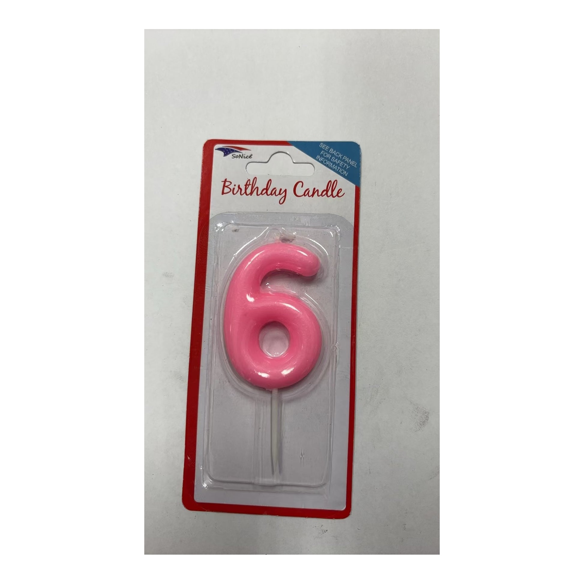 Birthday Number Candles 6 Pastel Pink