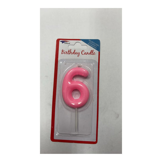 Birthday Number Candles 6 Pastel Pink