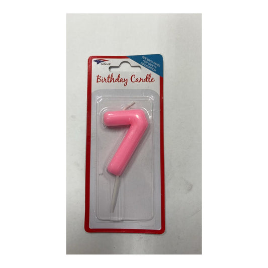 Birthday Number Candles 7 Pastel Pink