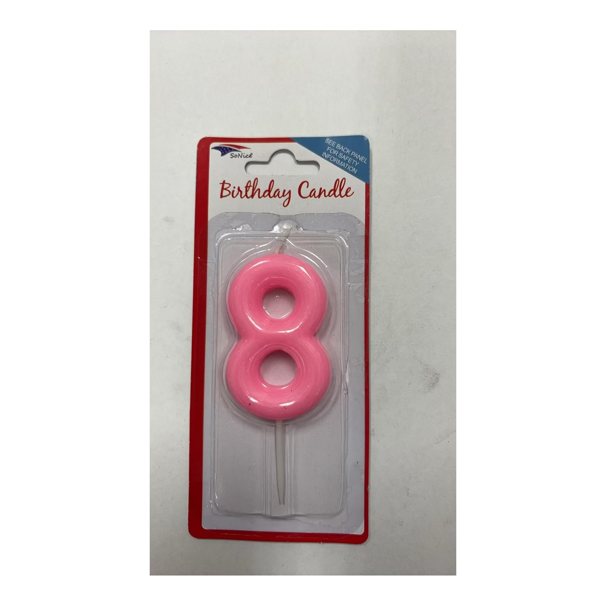 Birthday Number Candles 8 Pastel Pink