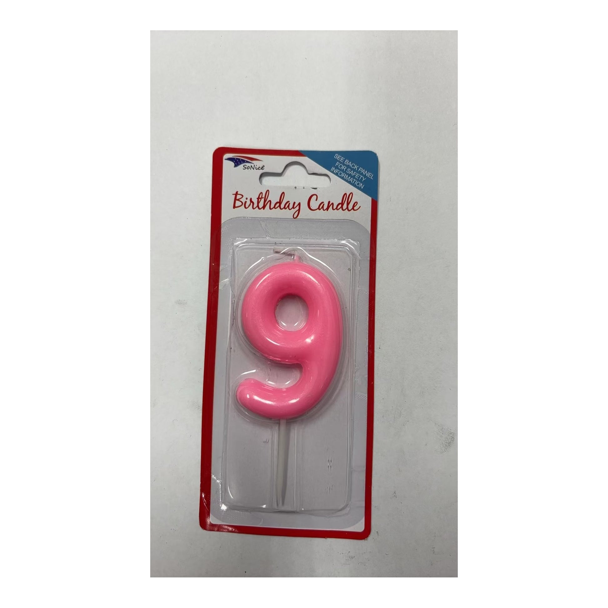 Birthday Number Candles 9 Pastel Pink