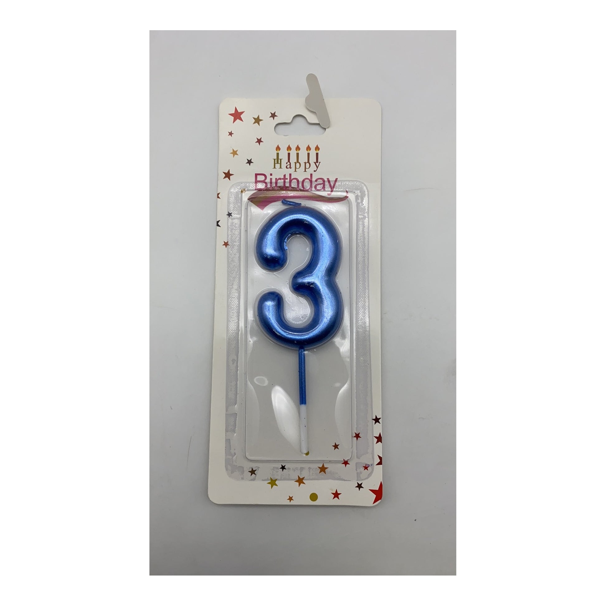 Birthday Number Candles 3 Blue